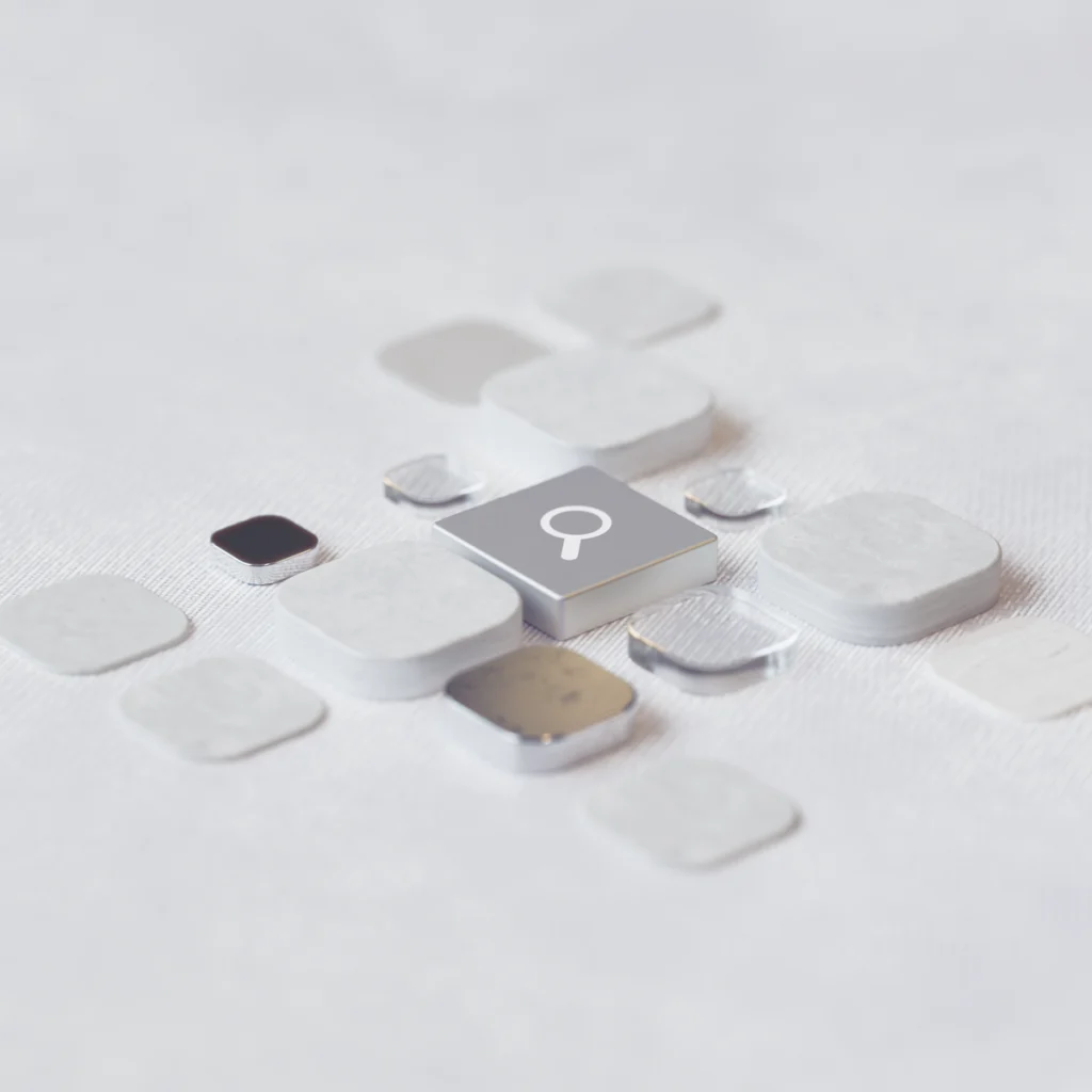 Geometric abstract representation of AI technology with digital elements.