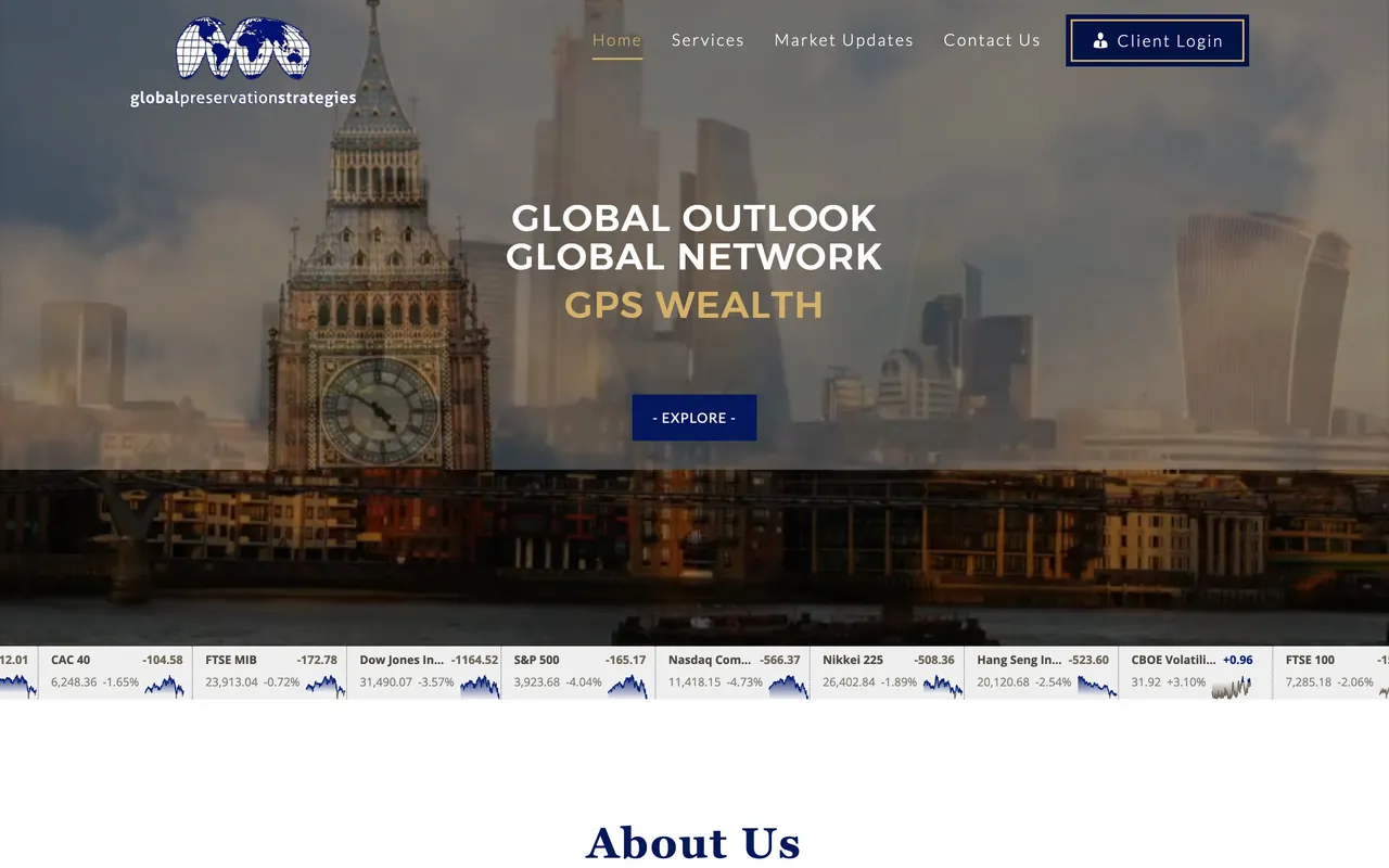 Screenshot of the Global Preservation Strategies homepage